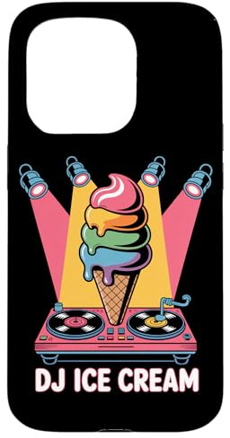 DJ Ice Cream Tocadiscos Helado Cono Carcasa para iPhone 15 Pro