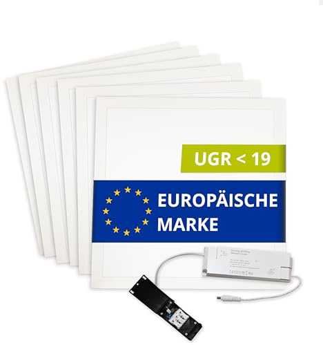 INNOVATE LED Panel 62x62 dimmbar [Backlight-Panel LED Deckenleuchte dimmbar inkl. Trafo] Deckenlampe Odenwalddecke I Panel Deckenleuchte Einbauleuchten Büro I Deckenplatten 62x62 Rasterdecke