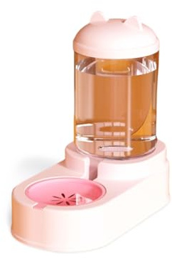 Belijoeuri,wasserspender Katzen, 1 liters, 25 x 13 x H 23.5 cm, Wasserspender für Haustiere (Rosa)