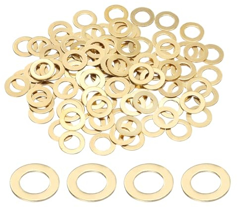 sourcing map Lot de 100 rondelles plates en laiton M5, 9 mm x 5 mm x 0,8 mm (DI x DE x D) x 0,8 mm d'épaisseur, joint d'étanchéité métrique pour vis, boulons, écrous