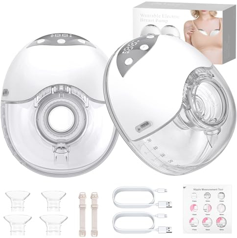 YGiTK 2 Piezas Sacaleches Eléctrico Manos Libres Extractor de Leche Portátil Silenciosa con 4 Modos y 12 Niveles, Con Brida de 19/21/24 mm y Gran Capacidad de 210 ml, Diseño Antidesbordamiento