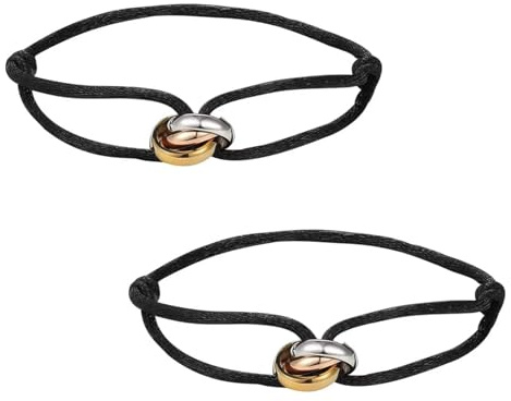 2 Stück Segeltau Damen Armband,Trinity Armband,Kordelarmband mit Edelstahl Ring in Silber, Gold & Roségold,100% Wasserfest & Verstellbar,Geburtstagsgeschenk,Muttertagsgeschenke für mama armband