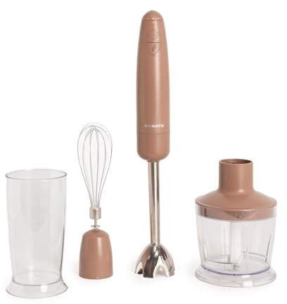 CREATE/FULLMIX RETRO/Mixeur plongeant moka/Battre, mélanger et fouetter, 6 vitesses, gobelet doseur 600ml, sans BPA, bol hachoir 500ml, 1000W