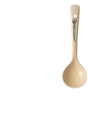 ALMLNLL Cuchara sopera pequeña de cerámica 15 cm (5,9 Pulgadas), cucharas soperas asiáticas, Chinas, Coreanas y japonesas for Ramen con Agujero, Juego 4 for Helado(A)