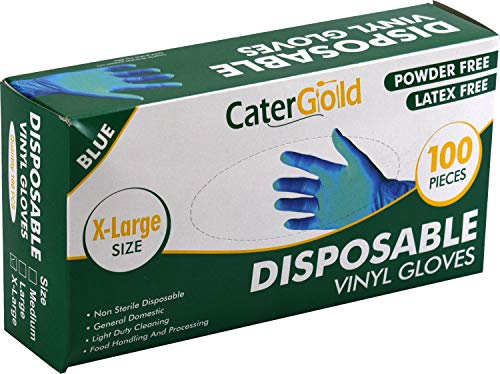 Non Sterile Hygenic Disposable Blue Vinyl Gloves - Powder Free Latex Free 100pcs (XL)