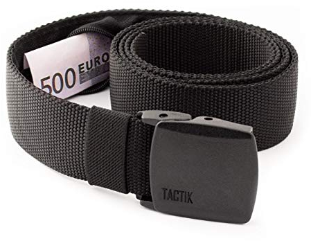 TACTIK Geldgürtel mit Geheimfach Reise Gürtel mit Geldversteck (Black)