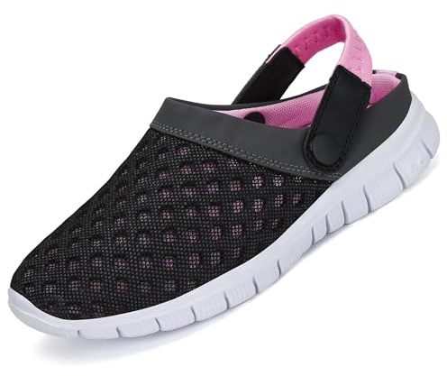 SAGUARO Mesh Hausschuhe Damen Pantoletten Sommer Indoor Outdoor Hausschuhe Freizeit Strand Sandale, Rosa, 39 EU
