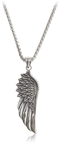 Made by Nami Herren Halskette mit Anhänger aus Edelstahl – Kreuz, Kompass, Flügel – Gliederkette, Handmade Schmuck