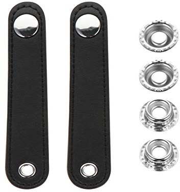 Instrument Accessories 2pcs Black Leather Accordion Bellows Straps with Metal Extension Film Buckle Accordian Straps Replacement for Bass Accordion (Black) Black Bellows Straps