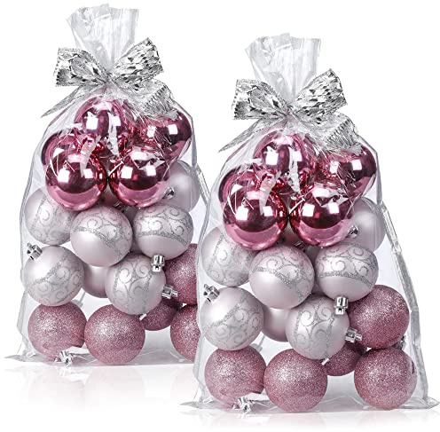 com-four® 40x Weihnachtskugeln, Christbaumkugeln bruchsicher | Baumschmuck für den Christbaum mit Anhänger - Ø 6 cm