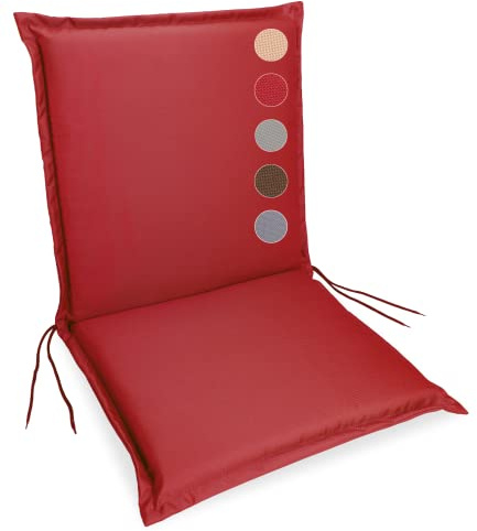 sunnypillow Gartenstuhlauflage Niedriglehner 100 x 50 - Stuhlauflagen Extra Dicke 9 cm - Auflage für Gartenmöbel UV-Lichtecht, Wasserdicht - Outdoor Stuhlkissen für Gartenliegen - Rot