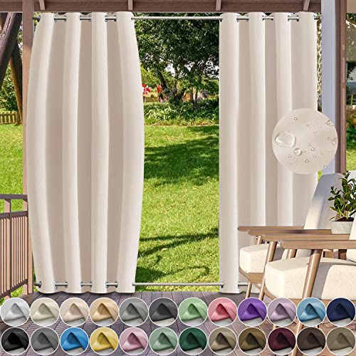 YangAera Outdoor Vorhang Winddicht Wasserdicht Blickdicht UV Schutz Sichtschutz Gardinen mit Ösen Oben und Unten, Outdoorvorhänge für Balkon Terrasse Veranda Pergola-3# B266xH213cm-1 Stück