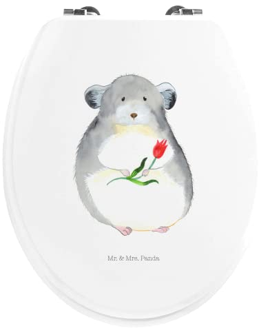 Mr. & Mrs. Panda Motiv WC Sitz Chinchilla Blume - Geschenk, Toilette, Liebeskummer, WC-Sitz, lustige Sprüche, Klobrille, Tiermotive, Klodeckel,
