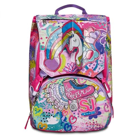 SJ GANG STYLE JAM GANG Rucksack, Schulranzen für Grundschule, ab 1. Klasse, Erweiterbarer Schulranzen, Extra Volumen; Geräumige Schultasche für Mädchen und Jungen, rosa