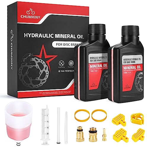 CHUMXINY Brake Bleed Kit for SHIMANO Hydraulic Brakes, Including 300ML Mineral Oil Brake Fluid, Clear Funnel and Instruction Manual.