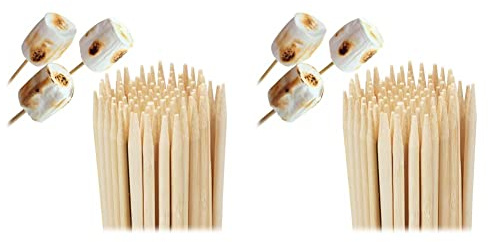 Relaxdays Bambus Holzspieße 250er Set, Schaschlikspieße 40cm lang & Bambus Holzspieße 300er Set, Schaschlikspieße 40cm lang, Stäbchen f. Marshmallows, Zuckerwatte, Ø 4 mm, Natur