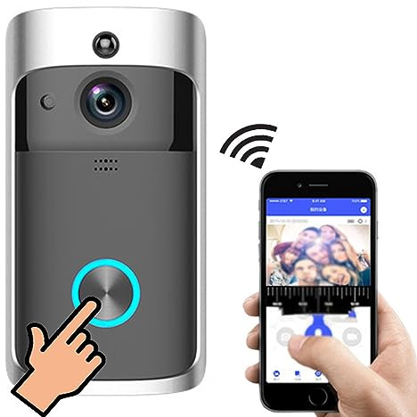 BBTISG Timbre de Video Visual, Cámara de Sseguridad Inteligente Inalámbrica WiFi HD Timbre de Puerta al Aire Libre, Altavoz de Audio Impermeable, Visión Nocturna (Negro)