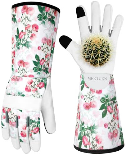 Lange Gartenhandschuhe aus Leder für Damen, dornensichere Gartenhandschuhe, Hofarbeitshandschuhe