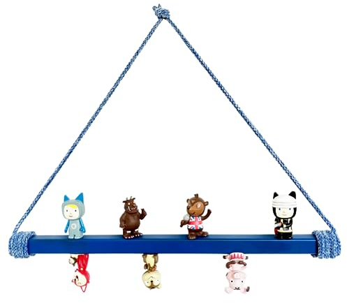 NoriKids Stange für Tonies | Regal für Tonies aus magnetischer Stange in Blau | mit Kordel in Marine | handgefertigte Tonie Aufbewahrung für bis zu 40 Tonies | Kinderregal
