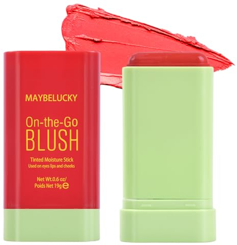 Natuce Fard per Il Viso, 3 e 1 Stick di Fard Multiuso, per Occhi Labbra e Guance, Effetto Naturale, Lunga Durata, Crema di Fard, Matte Blush Stick in Crema, Facile da Applicare (2#hot red)