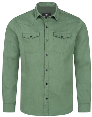 Rock Creek Camisa vaquera para hombre H-339, verde menta, M