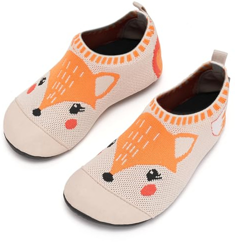 IceUnicorn Zapatillas de estar por casa para niños, transpirables, ligeras, antideslizantes, zapatos de cabaña para niños y niñas, Marrón Zorro, 26/27 EU