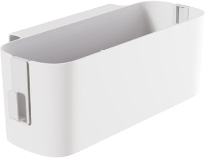 Nachttisch Organizer Weiß Kunststoff Caddy Hängekorb 33 x 11 x 12 cm Wand Regal mit 2 Haken, Eckregal für Wohnheim, Babybett(Weiß)