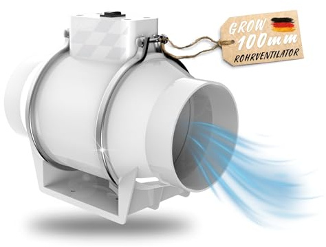 TronicXL Premium Axial Rohrventilator 100mm leise I Rohrlüfter Abluftventilator Abluft/Zuluft Grow Lüfter Ventilator für Homebox Growbox Growschrank