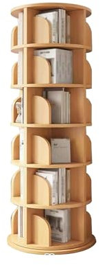 SYALEO Tour de bibliothèque rotative en Bois Massif, Affichage à 360 degrés, bibliothèque sur Pied, Support de Rangement, étagère à Livres tournante en Bois, Organisateur pour Le Salon
