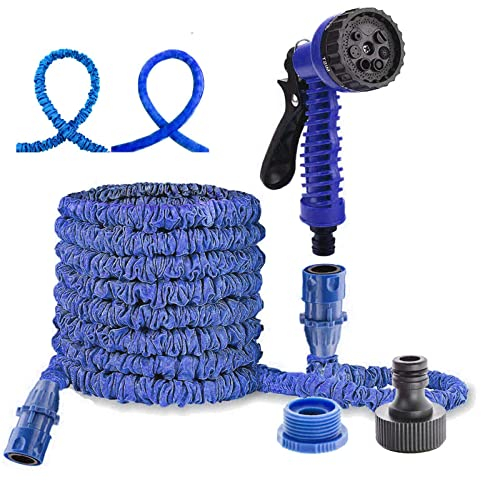 Gartengeräte, Gartenschlauch, erweiterbar, 150 Fuß, blau, Flexible, leichte Sprüharmaturen, Anschlüsse