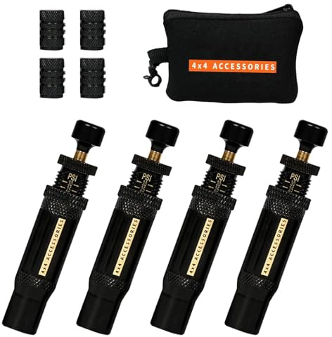 Air Down Tire Deflators – Auto-Stop Rapid für Offroad-Fahrzeuge | 4 Stück (10–30 PSI) 4x4 verstellbares Reifen-Luft-Down-Werkzeug | Reifendeflatoren | Air Down Reifendeflator für Autos, schneller auto