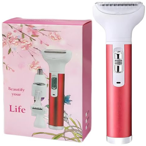 5 in 1 Damenrasierer Elektrisch, BS Portable USB-Aufladung Damenrasierer,Schmerzfrei Epiliergerät mit 5 abnehmbaren Aufsätzen für Bikini-Bereichs,Nasen,Achselhöhle,Arm,Bein,Gesicht