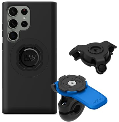 QUAD LOCK Spiegel Handyhalterung für Motorrad mit Vibrationsdämpfer und MAG Hülle für Galaxy S23 Ultra