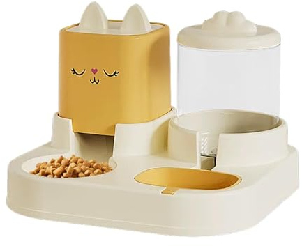Cat Food and Water Dispenser Set,Large Capacity Dog Food Container Water Dispenser | Automatic Pet Feeder and Water Dispenser, Large Capacity Double Bowls for Dry and Wet Separation