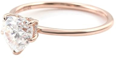 Ayoiow 9 Karat Rotgold Ring Verlobung Gold 3Ct Herzschliff Weiß Moissanit Solitär Herz Verlobungsring