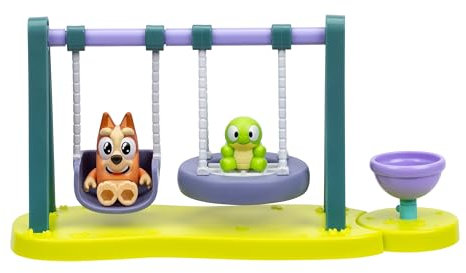 Bluey Mini Playsets Age 3+, Turtleboy Playground Playset, Includes Articulated Wide-Eyed Bingo Figure and Turtleboy, Swing & Spin together on the Playground