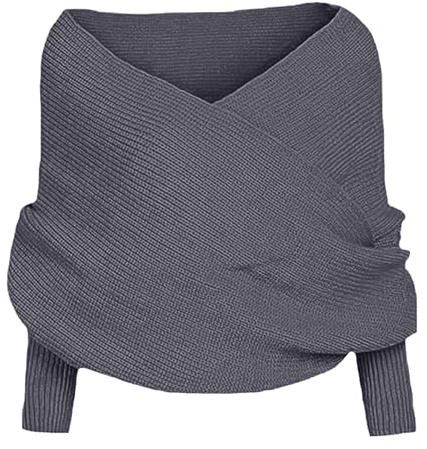 Glücksvogel Damen Winter Warm Gestrickte Schal Stricken Dreieckschal Wickelschal Sweater Schal mit Ärmeln Elegant Herbstschal Winterschal übergroßer Weich Scarf Pullover (B-dunkelgrau, One Size)