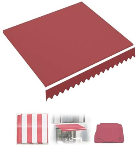 Sonnenschutz, Ersatzstoff mit manuell einziehbarer Markise, Rot, 280 g/m² Polyester-Leinen, Größe 6 x 2 m, Sonnenschutz für Garten, Terrasse, Deck, UV-Schutz und Wasser