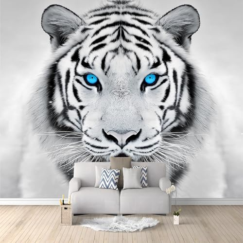 Générique Papier Peint intissé Tigre Animal Gris 250x175 cm Papier Peint Photo Panoramique, Poster Mural Personnalisé 3D, pour Salon Cuisines Chambre Adulte Enfant Décor Murale