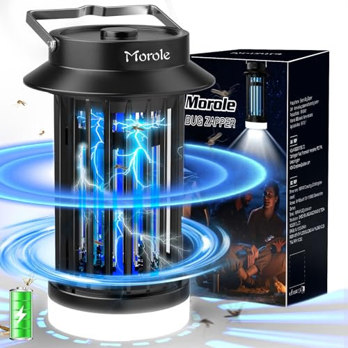 Morole USB Lampada Antizanzare, 2600mAh DC Zanzariera Elettrica, UV LED Lampada Zanzare Protezione al Tatto Sospensibile con Vassoio per campeggio