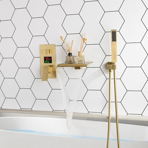 Rubinetto Vasca da Bagno con Doccetta Oro Spazzolato Miscelatore Doccia Incasso con Deviatore Miscelatori Doccia