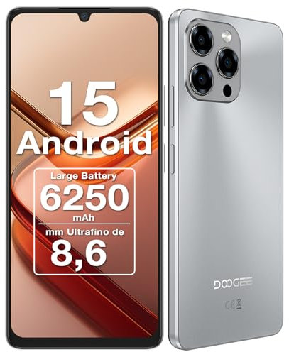 DOOGEE Note 58 Teléfono Movil Android 15 (2025), 6250mAh Batería, T7250 Octa Core, 32GB+128GB Smartphone, 6,56 HD+ IPS 90Hz, 16MP+8MP, Cuerpo de 8,6mm Telefono, Face ID/NFC/OTG/GPS/Doble SIM 4G Movil