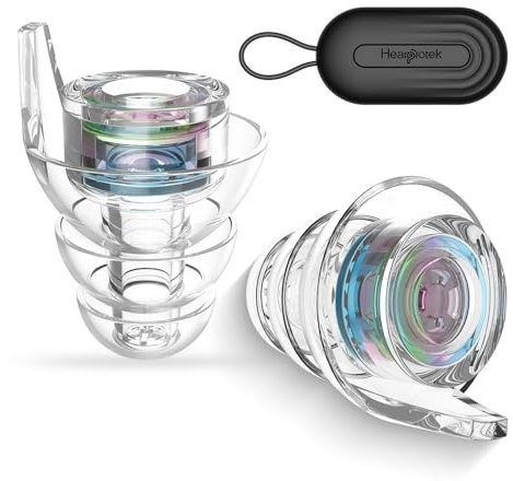 Hearprotek tapones concierto, 23dB Protección auditiva silicona tapones reducción antiruido ruido-protector auditivo ear plugs para Musica,festival,Dj,concert,moto, talla S(1pare, Iridiscente)