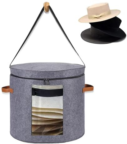 Generic Scatola per cappelli unisex, grande e rotonda, con coperchio, pieghevole, da cowboy