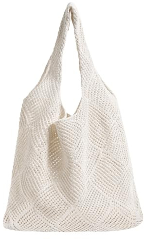 Augesak Borsa da Spiaggia da Donna, Borsa a Tracolla a Maglia per l'estate, Borsa da Spiaggia in Rete per Viaggi in Spiaggia Shopping Tutti Giorni