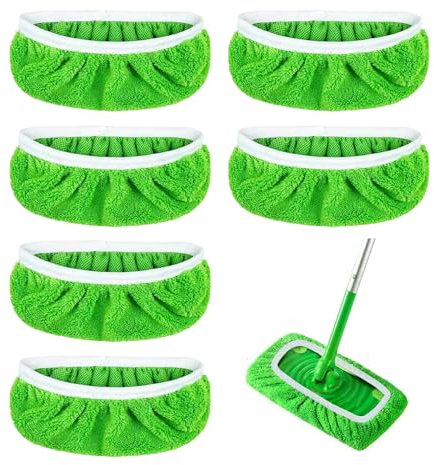 YZROHYI 6 Recambio Mopa Microfibra,Paños Reutilizables Mopa,Almohadillas de Repuesto para Fregona,Recambio Mopas Lavable,Almohadillas Toallitas Húmedas,Paño de Repuesto para Trapeador-25.5 x 11.5 cm