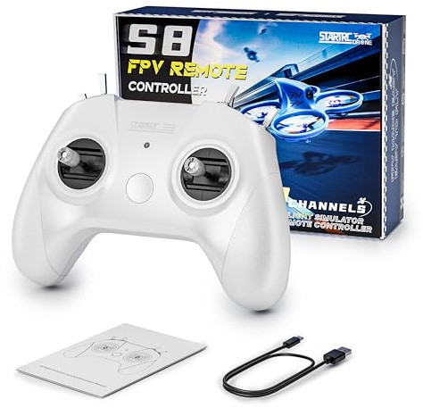 STARTRC S8 RC Flight Simulator Fernbedienung- 8 Kanäle FPV Drohne Games Controller Unterstützung Populäres System&Plattform- Ideal für Anfänger Piloten Berufsausbildung Erfahrung(Modus 2) (Weiß)