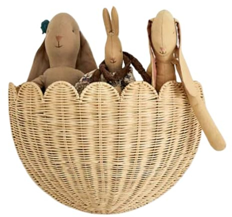 Gewebter Rattan -Wandkorb, überbrochene Korbkörbe für Wand, Natural gewebter Rattan Organizer Wandkorb, Überbagelte lagern-rettungssparende Design für Familienfreunde Kollegen