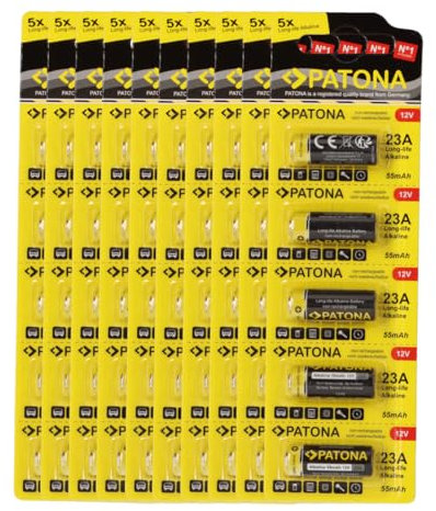 PATONA 50 pilas especiales MN21, 12 V, 23 A, 23 GA, MN21, para abridores de puertas de garaje, mandos a distancia, sistemas de alarma, auriculares Bluetooth, etc. Compatible con MN21, V23GA, 3LR50