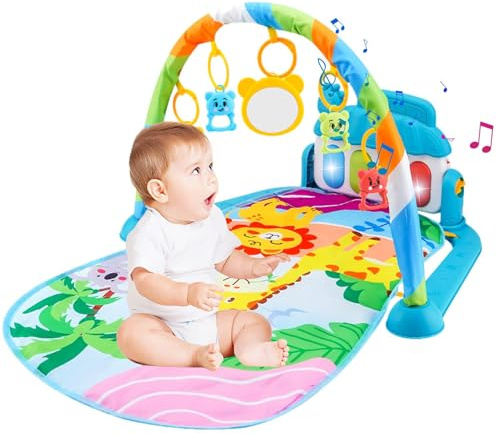 JIEBWCHA Palestra Per Bambini, 72 * 40 * 47 Cm Palestre Per Bambini Tappetini Da Gioco, Panno Grande Palestrina Neonato, Con Luci E Musica, Early Sensory Exploration, Bambini Di 3-6-12 Mesi